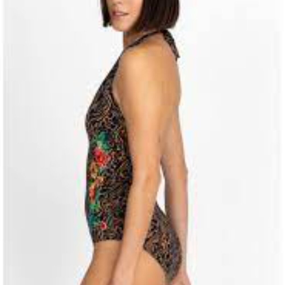 BRAND NEW JOHNNY WAS PLUS Millo halter embroidered one-piece SWIMSUIT - Picture 5 of 6